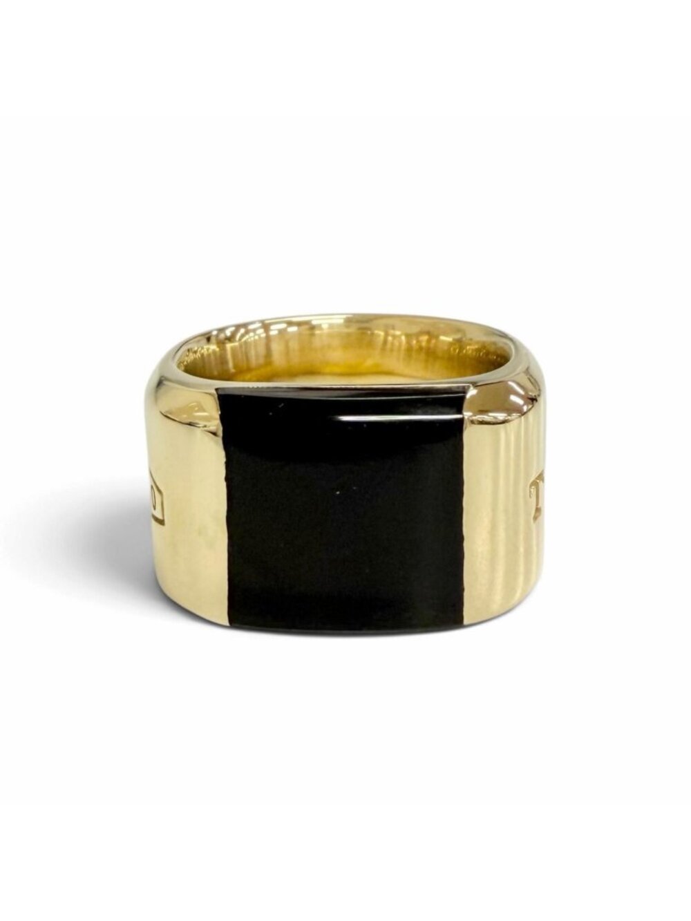 Tiffany & Co Makers Onyx Signet Ring 18K Yellow Gold Black